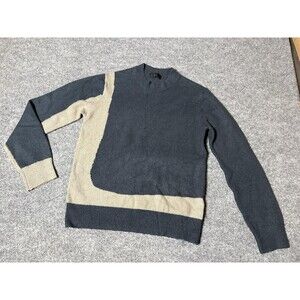 OAK + FORT Sweater Mens XS Blue Geometric Colorblock Crew Neck Pullover Knit